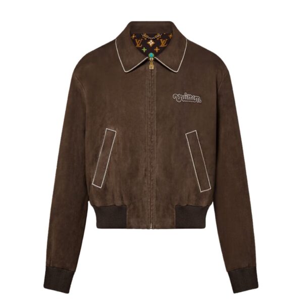 LOUIS VUITTON EMBROIDERED SUEDE CALFSKIN BOMBER