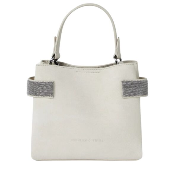 BRUNELLO CUCINELLI SUEDE BAG WITH PRECIOUS BANDS