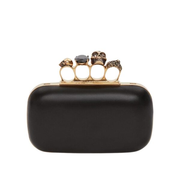 ALEXANDER MCQUEEN WOMEN’S KNUCKLE CLUTCH WITH CHAIN IN BLACK