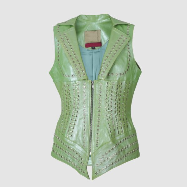 Kayla Leather Vest Electric Lime Green
