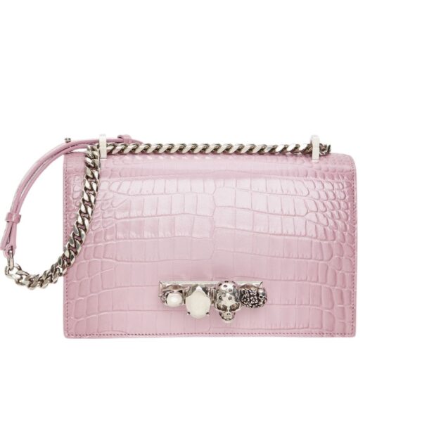 ALEXANDER MCQUEEN WOMANS JEWELLED SATCHEL IN ANTIQUE PINK