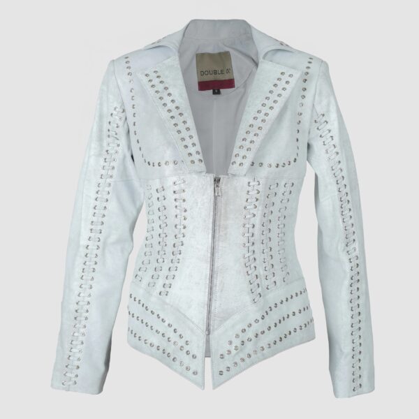 Kayla Leather Jacket Washed White