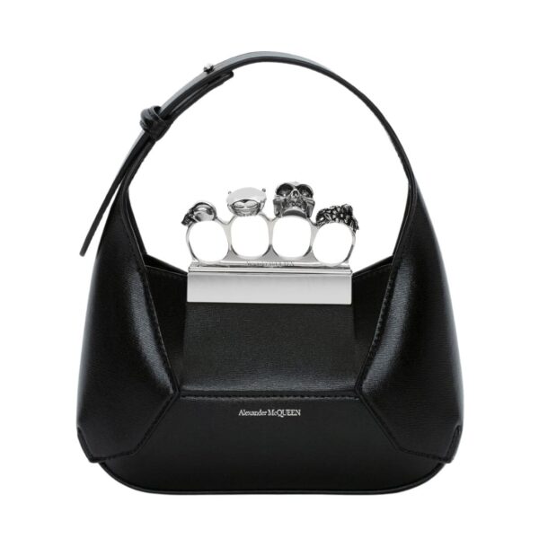 ALEXANDER MCQUEEN WOMENS THE JEWELLED HOBO MINI BAG IN BLACK