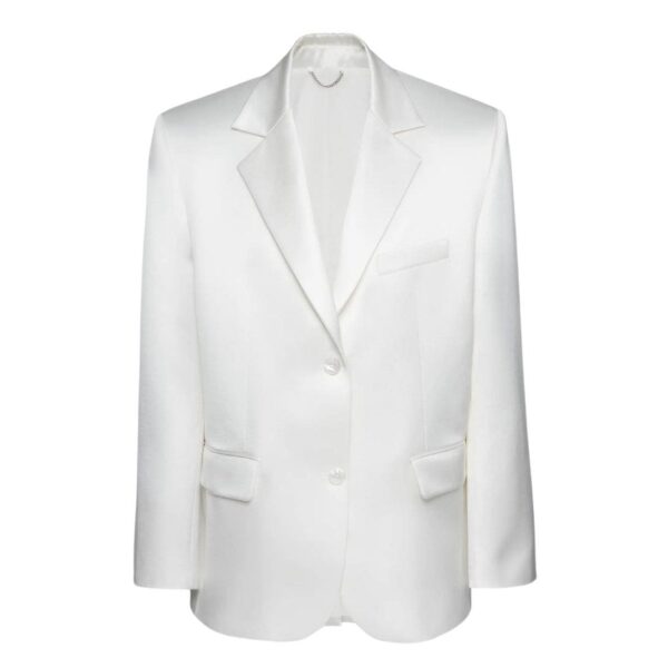MAGDA BUTRYM CLASSIC OVERSIZED SATIN BLAZER IN CREAM