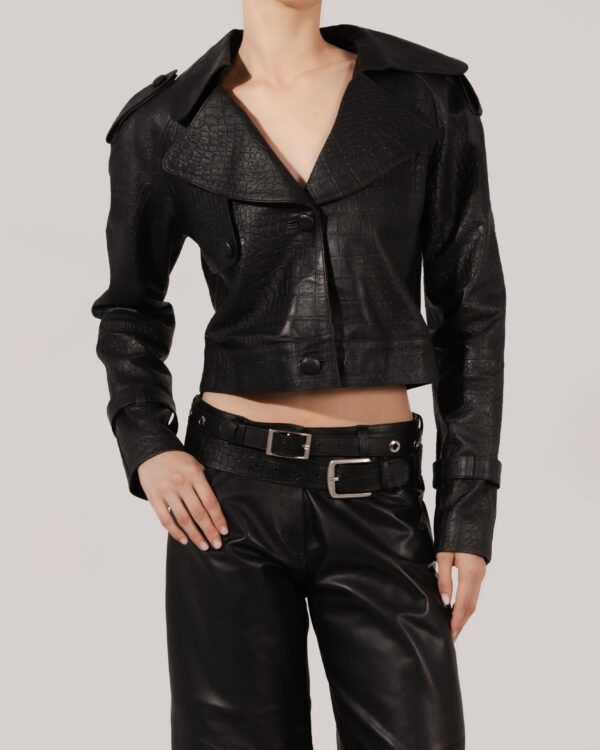 Audax Leather Jacket Black Croc