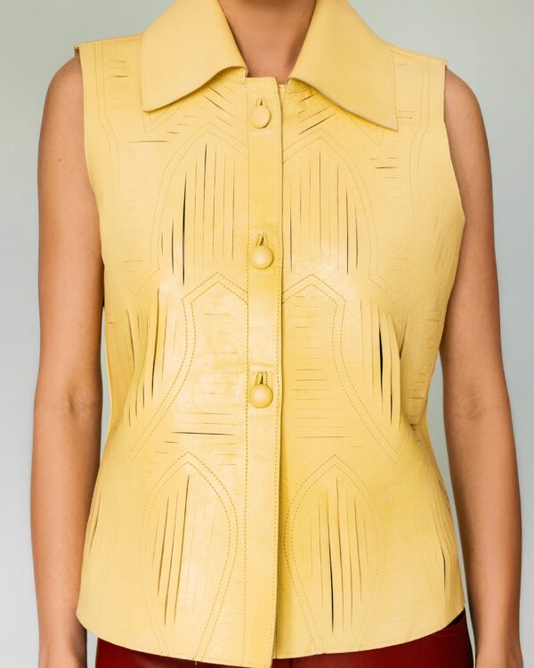 Jayden Leather Vest Butter Yellow