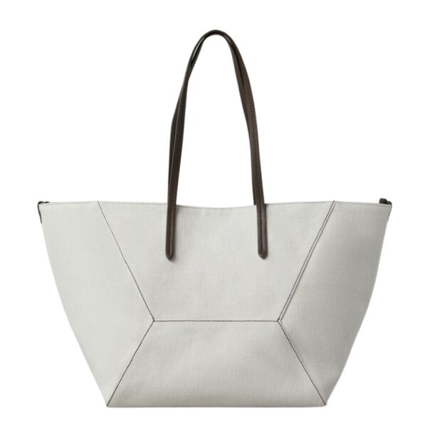 BRUNELLO CUCINELLI COTTON AND LINEN CANVAS SHOPPER BAG WITH MONILIBRUNELLO CUCINELLI COTTON AND LINEN CANVAS SHOPPER BAG WITH MONILI