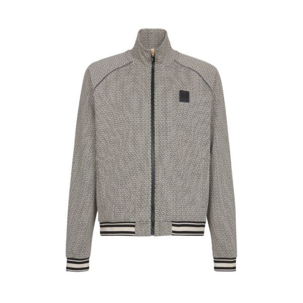 BALMAIN MINI MONOGRAMMED JACQUARD ZIPPED JACKET