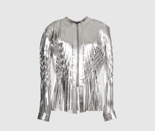 Attalea Leather Jacket Silver
