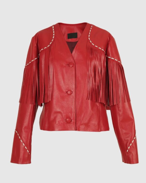 Dalida Leather Jacket Red