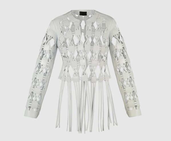 Heather Leather Jacket White