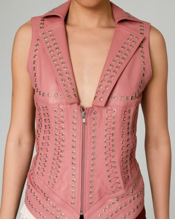 Kayla Leather Vest Blush Pink