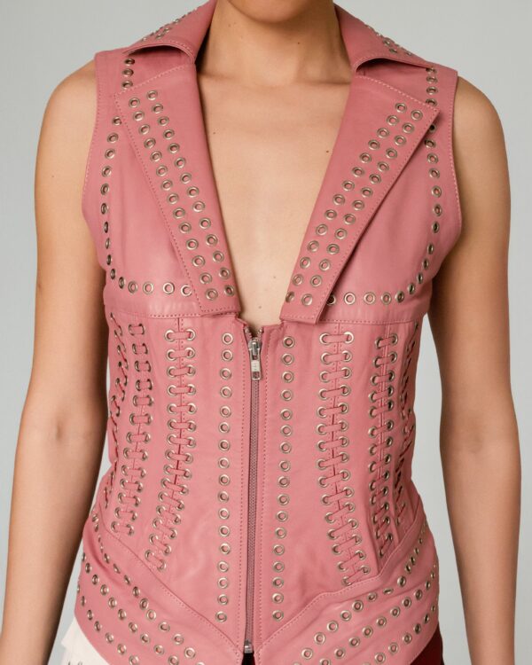 Kayla Leather Vest Blush Pink