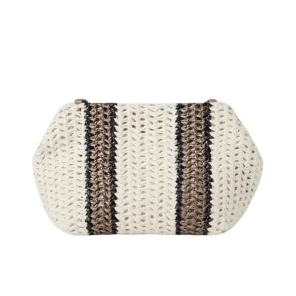 BRUNELLO CUCINELLI RAFFIA-EFFECT KNIT STRIPED BAG