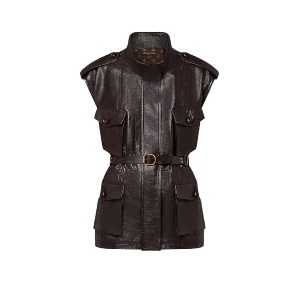 LOUIS VUITTON SLEEVELESS LEATHER SAFARI JACKET